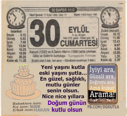 30 EYLÜL’de Doğanlar için Takvim Yaprağı, Kartlar