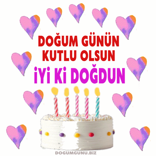 Doğum Günü Kalpli Gif Mesaj