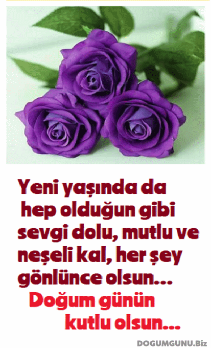 Hareketli güllü doğum günü gif