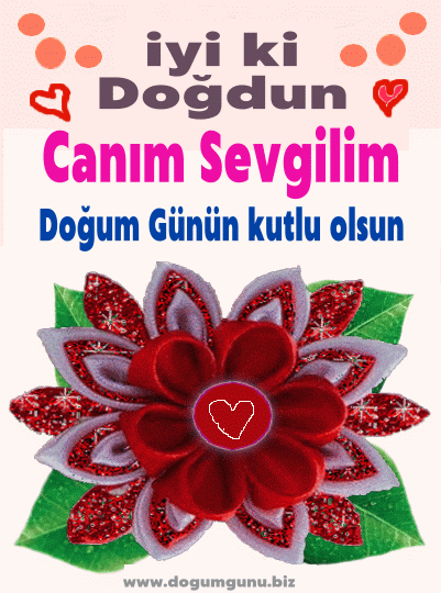 Sevgiliye doğum günü tebrik gif mesaj kırmızı çiçekli
