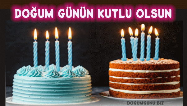 Pasta Yanan mumlar ve doğum günü gif kart